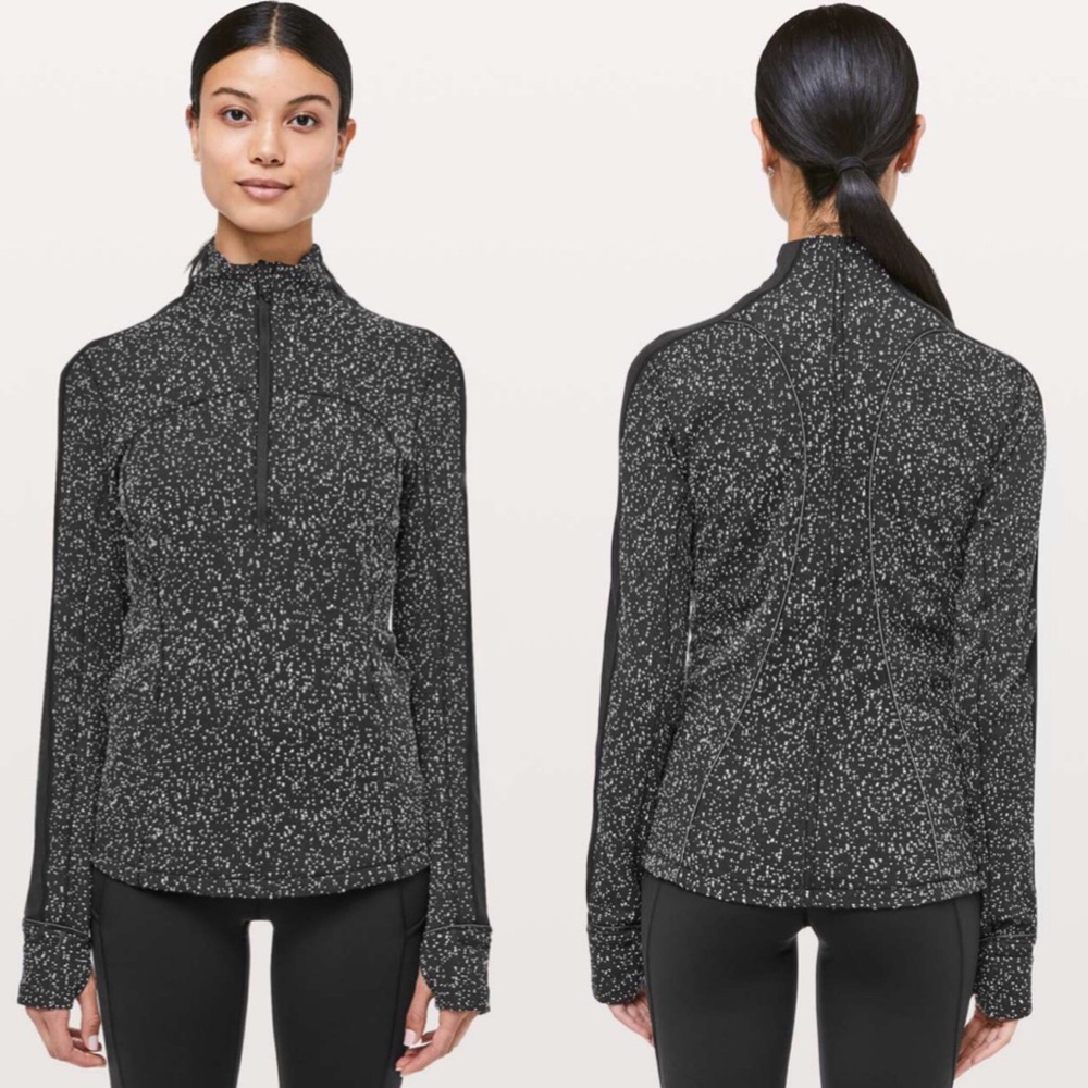 Lululemon Run Briskly 1/2 Zip Jacquard Black White